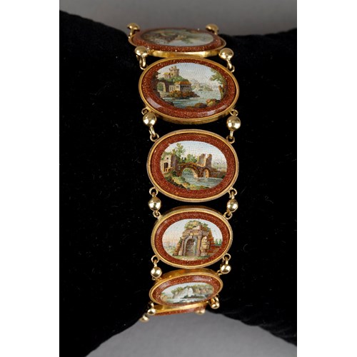A micromosaic and gold bracelet